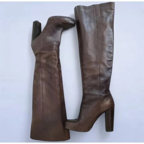 Nine West Crop Shop Brown High Heel Boots - Size 7 - Picture 1 of 11